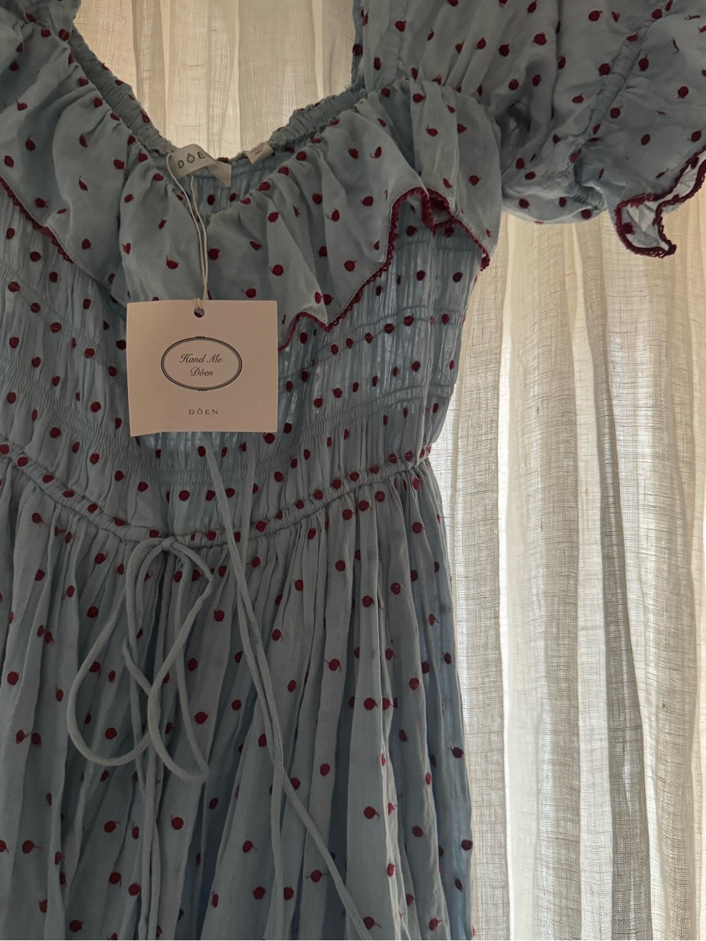 Doen Sol Dress in Azure Swiss Dot size large - Picture 8 of 9